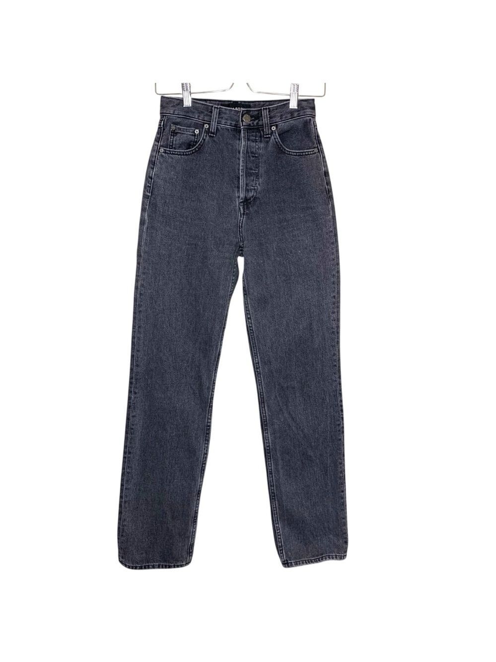 Aritzia Denim Forum The 90s Joni Hi-Rise Jean Washed Black Denim Button Fly 23 - Picture 2 of 15